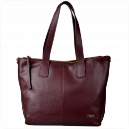 Torba skórzana - shopper bordo